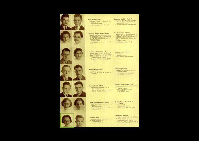 Helen Gedanke 1937 yearbook